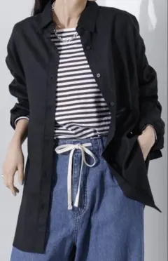 ナノユニバース Anti Smell Linen ベーシックワイドシャツ