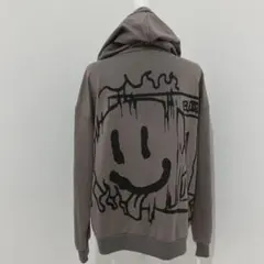 ⁠ヴィンテージ ジップパーカー スマイル ドリッププリント グレー⁠