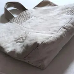 ハンドメイド　リネンバッグ　リネンパッチワークバッグ　キナリのサムネイル