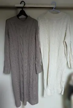 ケーブルニットロングワンピース2色セット