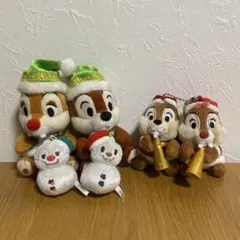 チップとデール クリスマス　ぬいぐるみバッチ　ストラップ　マスコット　セット