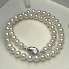 【大珠・照り強】SV 本真珠 パールネックレス 径約8.0〜8.5mm ホワイト