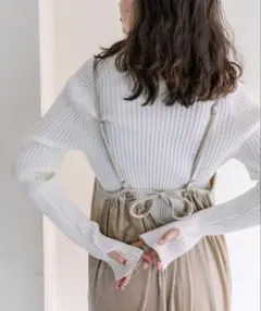 【mystic】サイドスリットハイネックリブニット(オフホワイト)