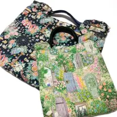 【福セット】通し持ち手のミニバッグ＆ミニラウンドエコバッグ