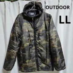 【OUTDOOR】迷彩柄　フード付き 長め(ミディアム)ジャケットコート　LL