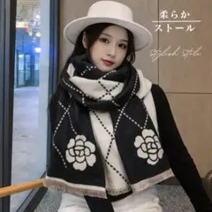 SALEマフラー×ショール×大判ストール・大人気★花柄・リバーシブルブランケット
