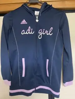 【美品】 アディダス 上着 ジャケットadigirl アディガール ネイビー