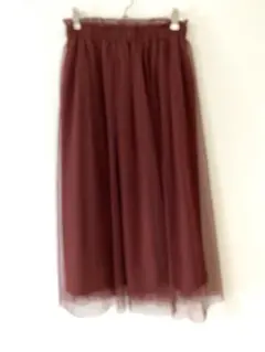 【美品】 レディース　チュールスカート　エンジ　ボルドー