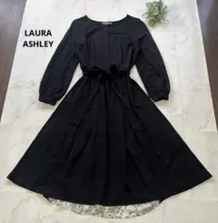 美品　LAURA ASHLEY ベルテッドワンピース　サイズ38 リバティ柄　黒