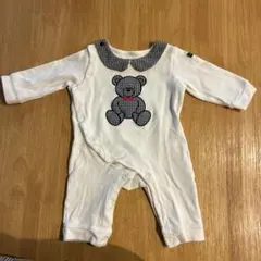クマ刺繍 ホワイトロンパース 80-70