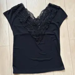 ZARA Sサイズ黒レース　ノースリーブカットソウ