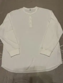 XXLサイズ　ユニクロ　ワッフルヘンリーネックTシャツ　長袖　ホワイト