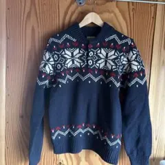 L.L.Bean ・エルエルビーン・ネイビー 雪の結晶柄 セーター M