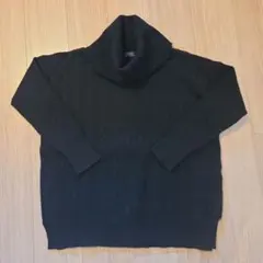 ポロ ラルフローレン オフタートル ケーブルニット 黒 ウール×カシミヤMサイズ