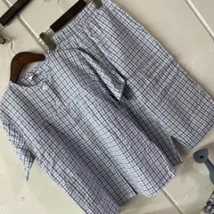 レディース パジャマ 上下セット チェック柄半袖七部丈パンツ