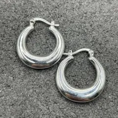 シルバー925 Silver ビッグフープピアス/シンプル/軽研磨仕上げ/両耳