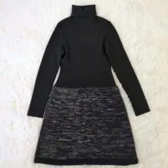 ✨美品✨ 40 23区 アルパカ混 タートルネック ニット ロングワンピース 黒