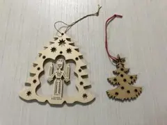 ドイツ　雑貨　木製クリスマスオーナメント2点セット　ヨーロッパ
