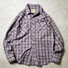 Wrangler ウエスタンシャツ ライトパープル オンブレチェック調 シャドー