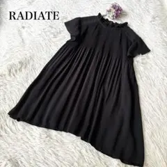 美品✨RADIATE プリーツ　フレア　ブラウス　ブラック　フリルスリーブ