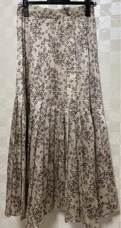 【値下げしました】SNIDELスナイデル総プリントプリーツ切替ティアードスカート