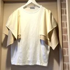 フレアスリーブ Tシャツ ホワイト・ベージュ