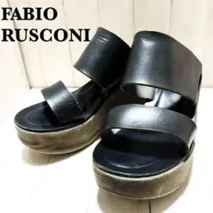 FABIO RUSCONI ブラックプラットフォームサンダル 厚底