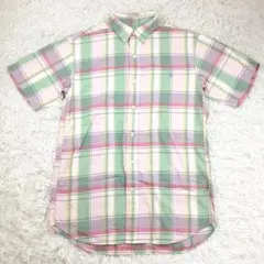 美品◎ポロバイラルフローレン 半袖シャツ 緑タグ マドラスチェック 90s 希少