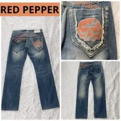 RED PEPPER (レッドペッパー) ドクロ　刺繍　ストレート　30インチ