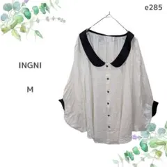 イング　長袖　ブラウス　Mサイズ　カジュアル　配色襟