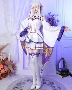 Re:ゼロ エミリア コスプレ衣装 ウィッグセット