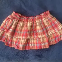 レイヤード チェック スカート ズボン 古着 重ね着 森ガール