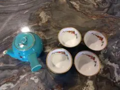 【湯呑】香蘭社 湯呑揃え 4客セット、エメラルドグリーン