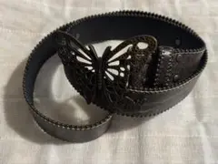 蝶バックル ダークブラウン ベルト　y2k