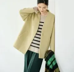 ウール混合オープンフロントジャケット