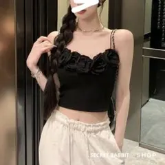 フラワーデザイン ニットスリングベスト キャミソール ビスチェ きれいめ