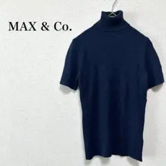 マックスアンドコー　ハイネック　半袖　ニット　ダークブルー　S 【美品】のサムネイル