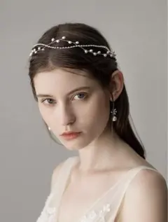 新品　ウェディングヘッドドレス　パール