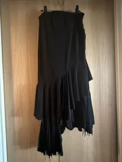 フリンジ付き黒スカート 社交ダンス用