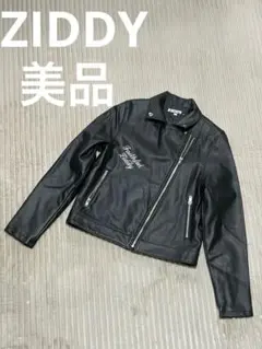 美品ZIDDYブラックレザージャケット 花柄刺繍