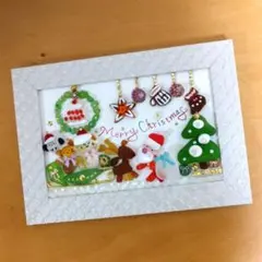 仲良しさん達のクリスマス会 サンタ トナカイ 猫 シマエナガ シーグラスアート