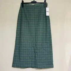 新品　GU ジーユー　チェックナロースカート　ダークグリーン