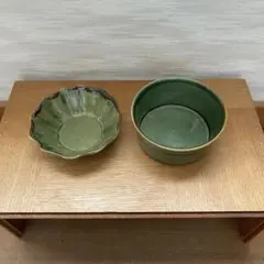 新品　小鉢 2個セット 陶器 和食器 ハンドメイド　オリジナル陶器　グリーン