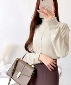 2way メロープリーツハイネックトップス