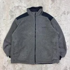NAUTICA　フリースジャケット　グレー　L　切替　フルジップ　古着