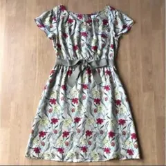 試着のみ！美品 オールドイングランド 上品シルク半袖花柄ワンピースのサムネイル