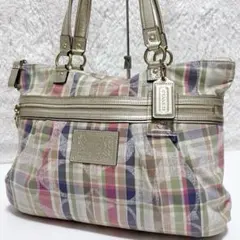 美品✨COACHコーチ POPPYポピー マルチカラーシグネチャートートバッグ