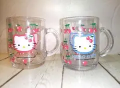 ●ハローキティ●マグカップ●ガラス●さくらんぼ●レトロ●２個セット