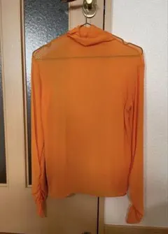 PUBLUX シアーハイネック長袖カットソー オレンジ F
