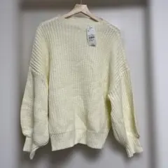 タグ付　アースミュージック　畦編みボトルネックニットプルオーバー　アイボリー　F